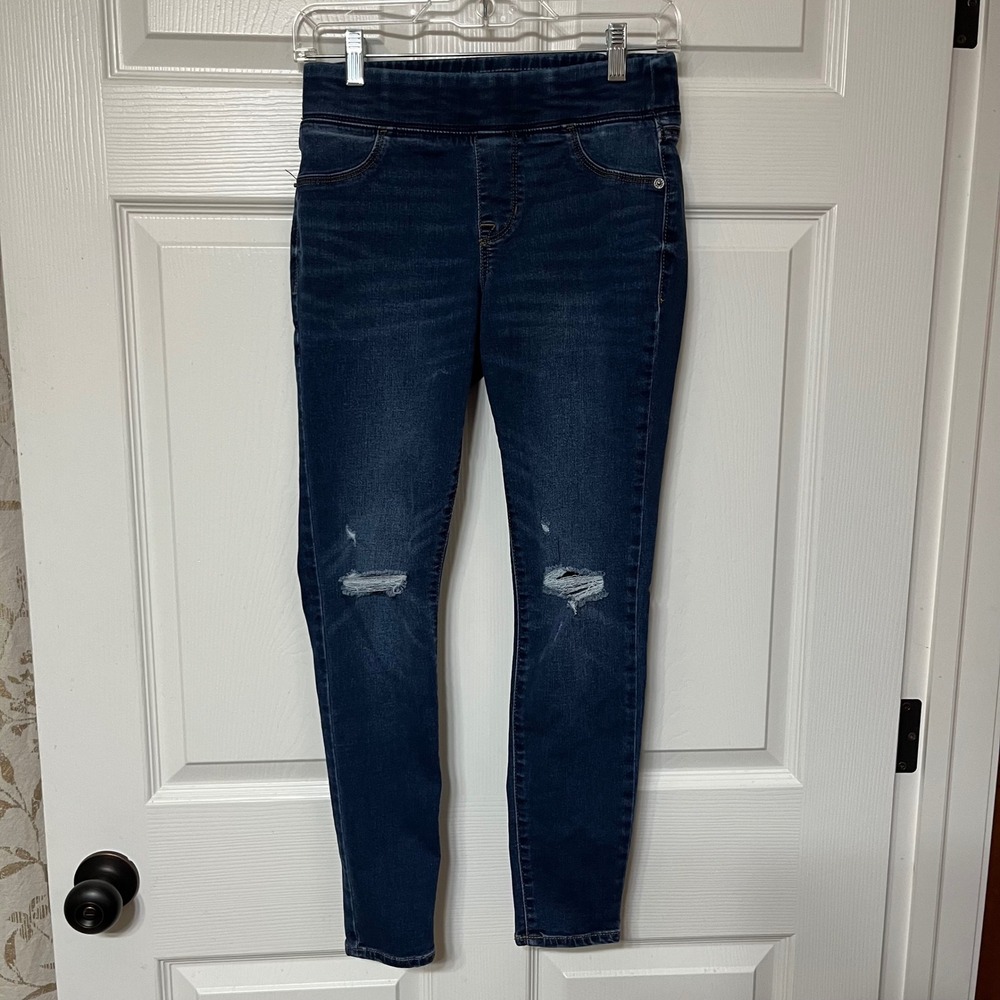Old Navy Rockstar Super Skinny Jeggings Mid Rise Distressed Blue Denim Womens 2P